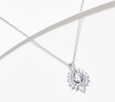 Diamonique Sunburst Pendant Sterling Silver Necklace with Bookmark